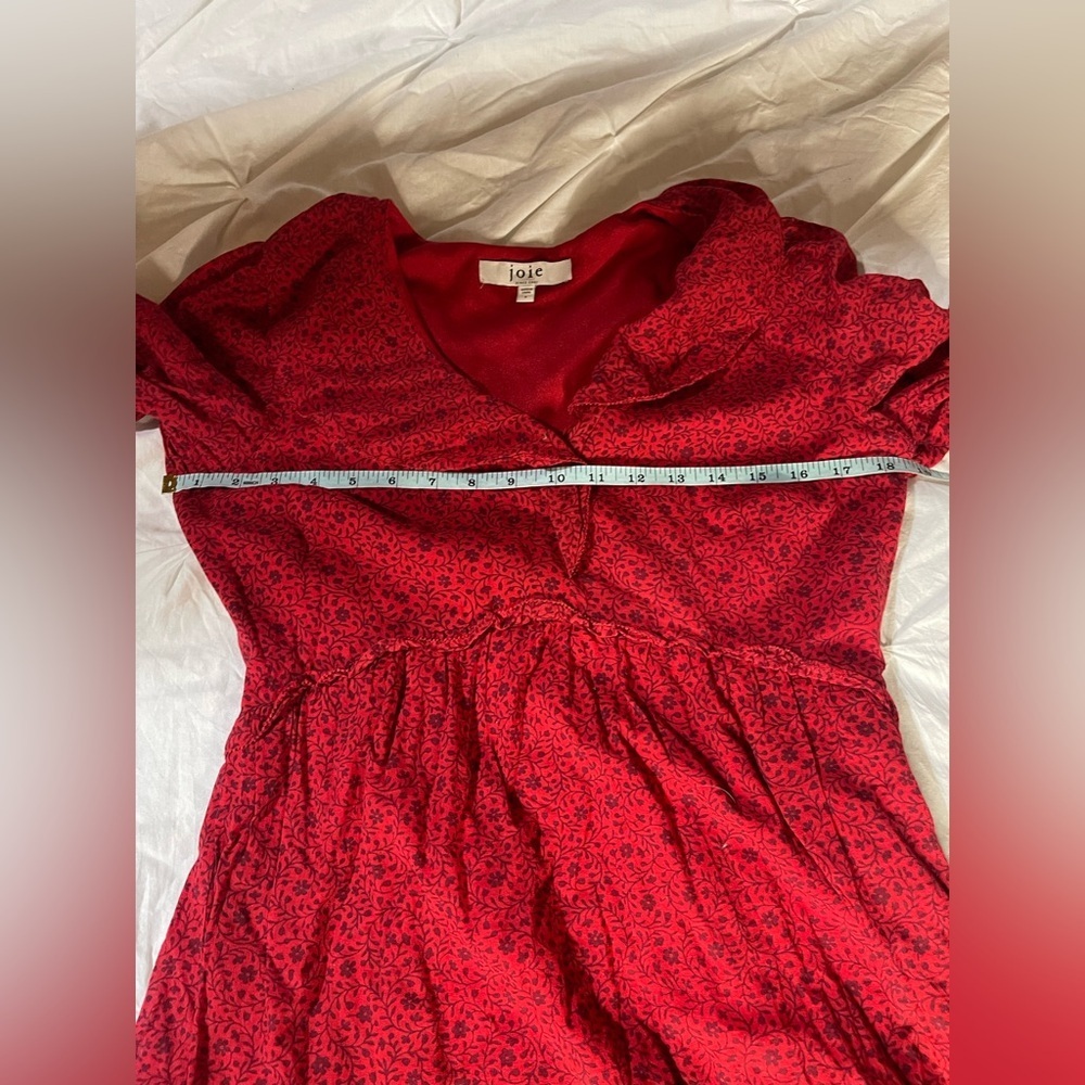 Joie Adanson Mini French Girl Red Dress in True Red Frilly Plum Perfect Sz Small - Picture 9 of 9